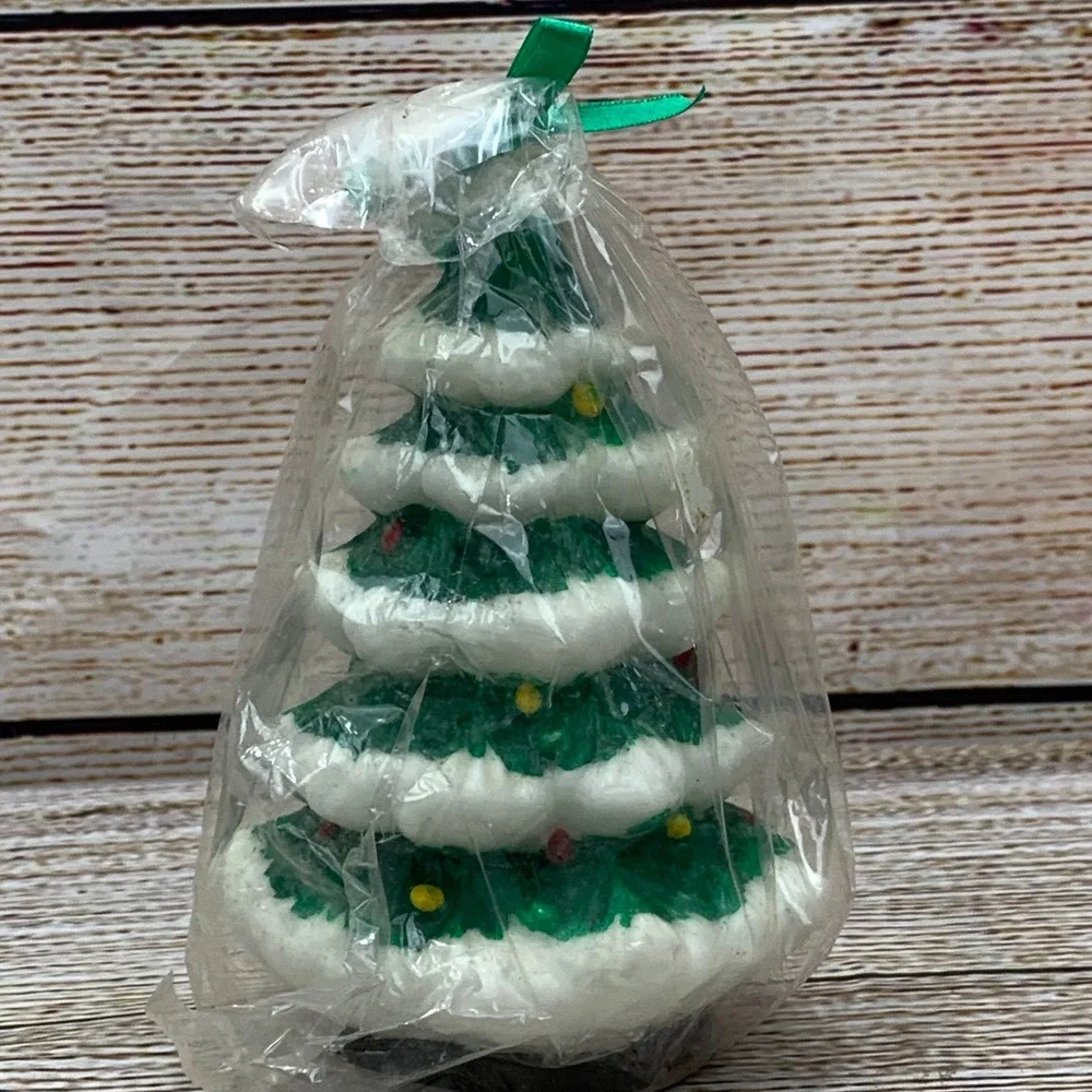 Vintage K-mart Christmas Tree Figurine Candle‎ Holiday Decoration 1980s Sealed
